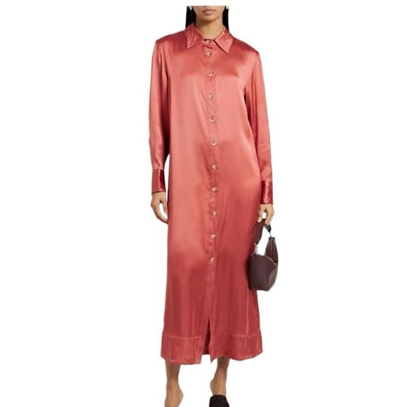 Loulou Studio Long Satin Shirtdress Size XS - Picture 1 of 12